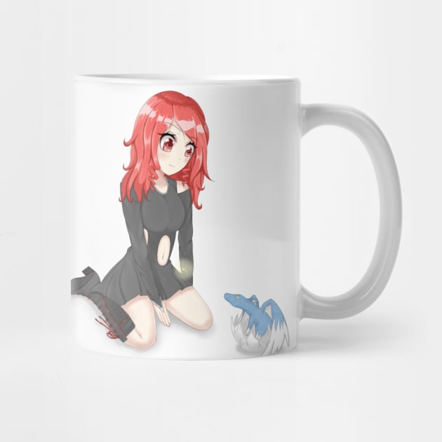 Red Hair Dragon Anime Girl With Baby Dragon by Ghosyboid